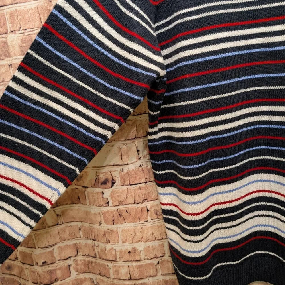 EWM Sweater 100% Acrylic Red/White/Blue Stripes Size Large 18-20 - Picture 6 of 10